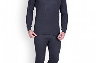 Lux Cottswool Men’S Cotton Thermal Set (Cott_Black_Fs_Vneck_Tro_Set_Xl-95)