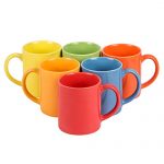 Anwaliya Edesia Tapered Ceramic Coffee Mugs, 250 Ml, Set Of 6, Pipe Multi Colour