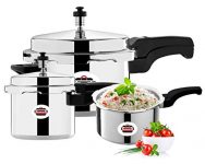 Pannikin Aluminium Pressure Cooker Combo, 2L, 3L, 5L, Silver By Leo Metal Work