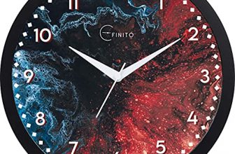 Efinito 12.5 Inch Smoky Vibrant Wall Clock For Home Living Room Bedroom Office Silent Movement