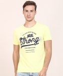 Flying Machine Printed Men Round Or Crew Yellow T-Shirt