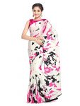 [Master Link] Womanista Women’S Satin Saree With Blouse (Ti1200_Pink & Off White_One Size_Pink And Off White)