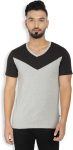 Billion Perfectfit Solid Men V-Neck Black, Grey T-Shirt