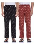 Amazon Brand – Symbol Men’S Printed Regular Fit Pyjamas (Pack Of 2) Pajama Bottom (A2-Sympj-Tex-Po2-01_Black1&Port Maroon_2Xl)