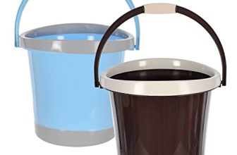 Heart Home Plastic Bucket For Home/Kitchen/Office/Shop With Strong Handle, 18 Litre- Pack Of 2 (Blue & Brown)-46Hh0370