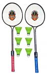 Fitnace Badminton Racket Double Shaft Pack Of 2 With 6 Pc Shuttle Cocks
