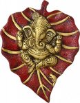 Ecraftindia Lord Ganesha On Red Leaf (Lxwxh – 6Inx0.5Inx7In)
