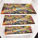 Torodineart Waterproof Pvc Floral Design Fridge/Drawer Mat (Multi, Set Of 3 Pieces)