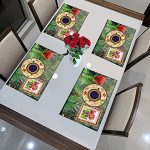 Torodineart Pvc Printed Placemats For Dining Table And Kitchen And Fridge Mats, Drawer Mats, Decoration,Table Mats (45 X 30 Cm) (Green, Set Of 4 Pieces)