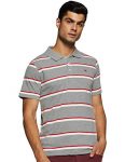Deniklo Men’S Striped Regular Fit Polo Shirt (Dk08-M_Grey Melange, Red & White M)