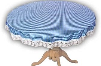 Supermacy Checkered Printed Center Table Cover Blue Color With White Lace – 4 Seater Table, 60″ Round (Exact Size)