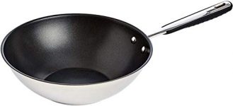 Amazonbasics Stainless Steel Induction Non Stick Wok Pan – With Soft Touch Handle, Pfoa&Bpa Free – 28 Cm