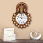 Webelkart Premium Plastic Designer Stones Lord Ganesha Wall Clock (Copper, 12 Inch)