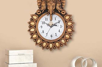 Webelkart Premium Plastic Designer Stones Lord Ganesha Wall Clock (Copper, 12 Inch)
