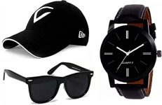 Puthak Combo Pack Of 3 Stylish Dial Watch, Stylish Sport Baseball Cap & Stylish Aviator Wayfarer Sunglass For Men’S And Boy’S (Pack Of 3) Pthk-1730