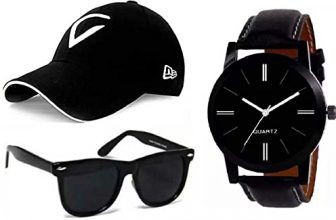 Puthak Combo Pack Of 3 Stylish Dial Watch, Stylish Sport Baseball Cap & Stylish Aviator Wayfarer Sunglass For Men’S And Boy’S (Pack Of 3) Pthk-1730