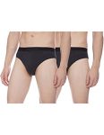 Jockey Men’S Plain Midi Brief (Pack Of 2) (1010-0205_Black Melange_L)