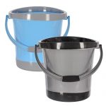 Kuber Industries Multiuses Plastic Bucket With Handle, 18 Litre Pack Of 2 (Grey & Blue)-46Km0365