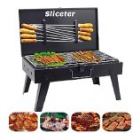 Sliceter Barbeque Grill Sticks Briefcase Set With Wooden Handle Skewers (Black)