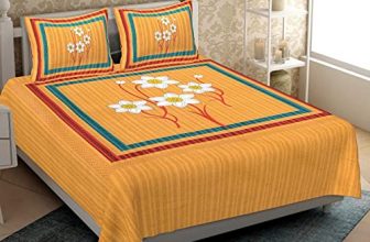 Bedzone 100% Cotton Rajasthani Jaipuri Traditional King Size Double Bedsheet With 2 Pillow Covers