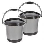 Kuber Industries Plastic Bucket For Home/Kitchen/Office/With Handle, 18 Litre Pack Of 2 (Grey)-46Km0364