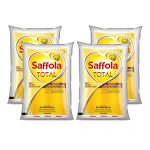Saffola Total Refined Cooking Oil | Blended Rice Bran & Safflower Oil | Helps Manage Cholesterol | Pouch, 4 X 1L Pouch