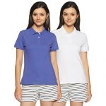 Amazon Brand – Symbol Women’S Plain Regular Fit Polo (Pack Of 2) (Polo-Po2-Combo3-Cobalt Blue & White-Xxl)