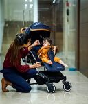 Polka Tots Baby Stroller And Pram For Baby/Kids-Lightweight Travel Stroller (Blue) – Leather Soft, Comfortable, Shockproof, Compact Finish Stroller Trolley And Pram With Mosquito Net