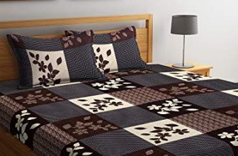 Fashion String 144 Tc Microfibre Brown Double Bedsheet With 2 King Size Pillow Covers