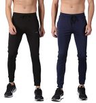 Kraasa Combo Slim Fit Athletic Track Pants | Joggers Gym Pants For Men | Casual Running Workout Pants With Pockets | Pack Of 2 Trackpants Black Navy