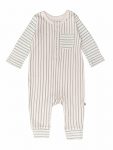 Nino Bambino 100% Organic Cotton Full Sleeves Strip Print Romper For Baby Girl And Baby Boy (3-6 Months, Cream)