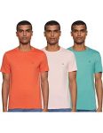 Cazibe Solid Regular Men’S T-Shirt (Cz11101_S.Green/Orange/Pink M)