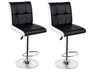 Da Urban® Cadbury Height Adjustable Bar Stool Chair (Black & White) (Set Of 2)