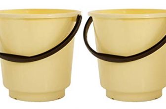 Kuber Industries Unbreakable Strong 2 Pieces Plastic Bathroom Bucket 16 Ltr (Cream & Brown)-Kubmart11170