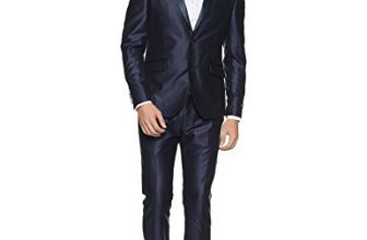 V Dot Men’S Synthetic Peak Lapel Suit (Vdsu1E97300_Blue_38)