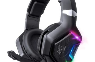 Feiying Gaming Wired Over Ear Headphones With Microphone 7.1 Stereo Surround Sound Compatible With Ps4, Ps5, Pc Laptop With Led Rgb Light, Noise Canceling Mic (Black)