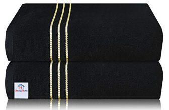 Heart Home Cotton 2 Pieces Bath Towel Super Soft, Fluffy, And Absorbent, Perfect For Daily Use 100% Cotton Towels, 400 Gsm (Black)-Hheart16037