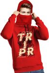 Tripr Printed Men Hooded Neck Red T-Shirt