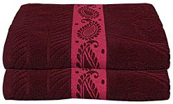 Kuber Industries Cotton Bath Towel 27″ X54, 2 Pieces (Maroon) -Ctktc8919
