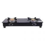 Wonderchef Ultima 2 Burner Toughened Glass Ms Cooktop, Stainless Steel Drip Tray, Tri-Pin,Anti-Skid Legs, Large Pan Supports, Manual Ignition, Black