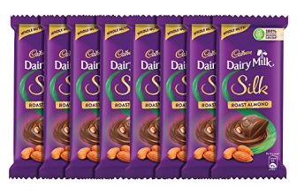 Cadbury Dairy Milk Silk Roast Almond With Whole Nuts Chocolate Bar, 58G – Pack Of 8