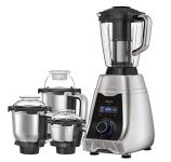Havells Silencio 4 Jar Mixer Grinder With 5 Patented Technology, Hvdc Low Noise Motor, Double Layer Steel Jar, Digital Display With Pre-Set Options, Triple Safety Protection And 2 Litre Jar-Grey Black