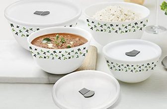 Larah By Borosil Sage Opalware Solid Microwave Safe Mixing And Serving Bowl Set (500 Ml, 750 Ml, 1000 Ml, 1500 Ml, White) – Set Of 4