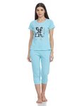 Clovia Women’S Cotton Casual Regular Pajama Set (Ls0411P03L_Blue_L)