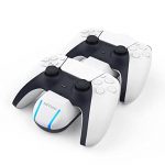 Nitho Ps5 Charging Station With Easy & Safe Plugs Charging Dock Playstation 5 Dualsense Controllers Led Indicators, Quick Charging Station, White