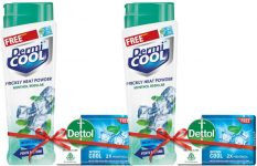Dermicool Prickly Heat Powder, Regular 150Gm + Dettol Cool Soap 125Gm Free(2 X 275 G)