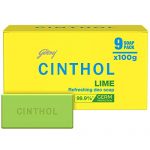 Cinthol Lime Bath Soap 99.9% Germ Protection, 100G (Pack Of 9)