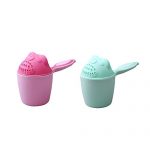 Syga 2 Pcs Plastic Baby Shampoo Cup Baby Shower Water Scoop Children Water Scorpion Baby Bath Tumbler (Pink And Green)