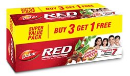 Dabur Red Paste – India’S No.1 Ayurvedic Paste, Provides Protection Plaque Removal, Toothache, Yellow Teeth, Bad Breath- 800G (200Gm*4)