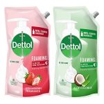Dettol Foaming Handwash Refill Combo- Strawberry & Aloe Coconut, (Pack Of 2-700Ml Each)| Rich Foam | Moisturizing Hand Wash | Soft On Hands, Green